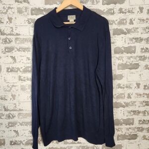 L.L.Bean Men XL Pullover Cotton Cashmere Blend Knit Classic Preppy Business Navy